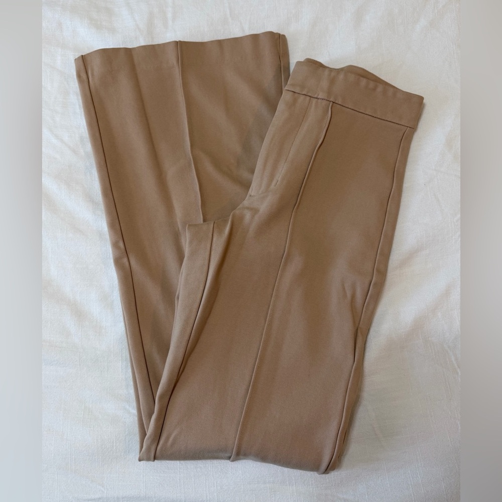 Tan Wide-Leg pull on Trousers